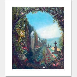 Landscape with sculpture garden Posters and Art